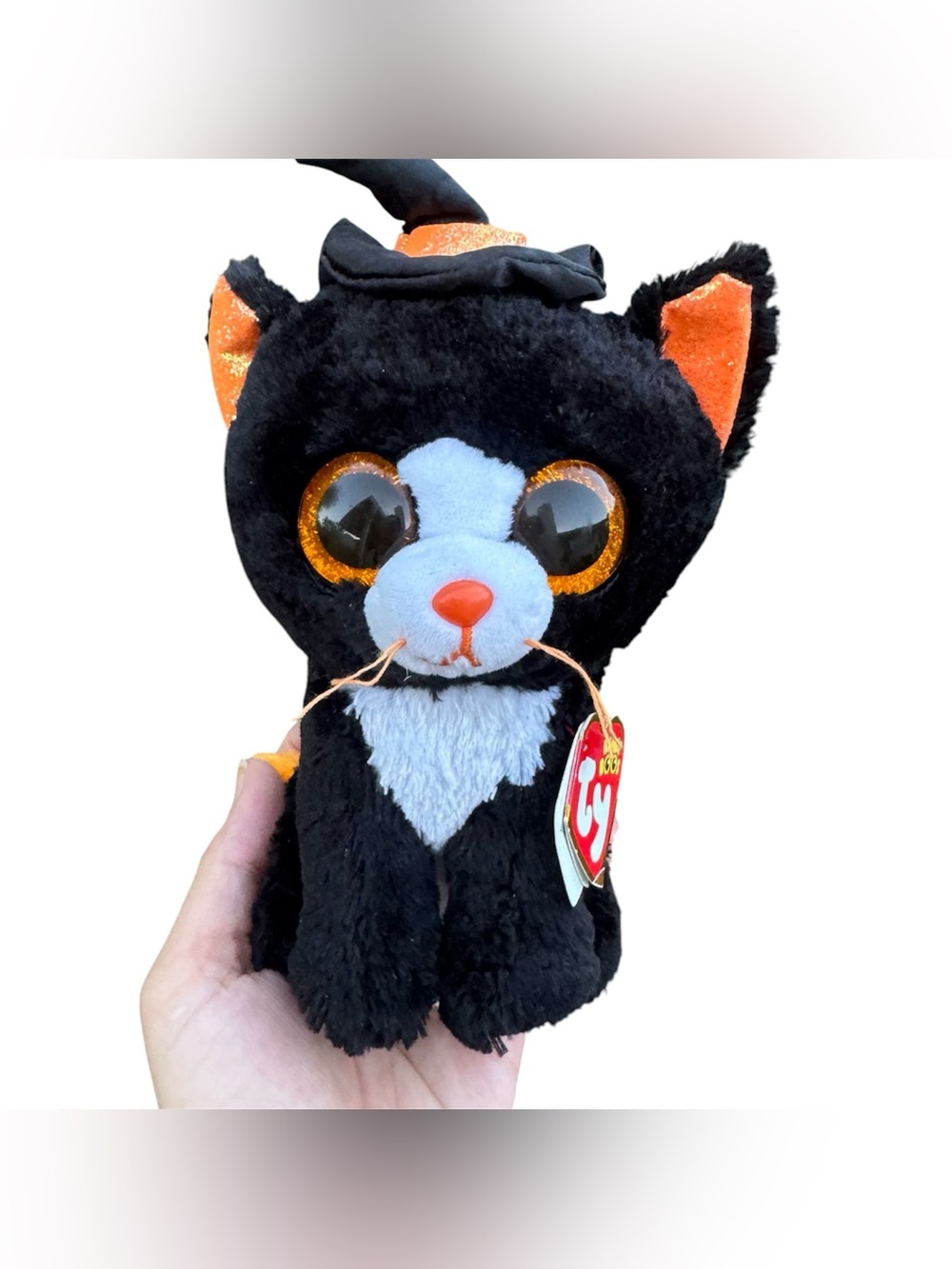 TY Beanie Boo Witchie Black Cat Witch Hat Goth Halloween Stuffed Animal 6”